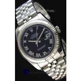 Rolex Datejust 36MM Cal.3135 Movement Swiss Replica Black Dial Jubilee Strap - Ultimate 904L Steel Watch 