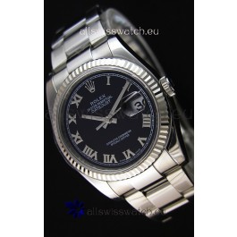 Rolex Datejust 36MM Cal.3135 Movement Swiss Replica Black Dial Oyster Strap - Ultimate 904L Steel Watch 