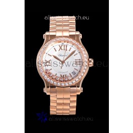 Chopard Happy Sport 1:1 Mirror Swiss Automatic Replica Watch 36MM in Rose Gold Casing White Dial