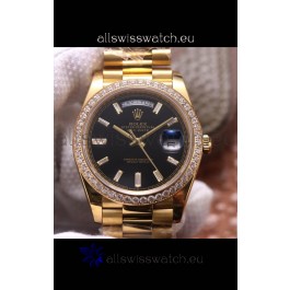 Rolex Day Date Presidential 904L Steel Yellow Gold 40MM - Black Dial 1:1 Mirror Quality Watch