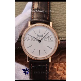 Piaget Altiplano G0A31114 1:1 Mirror Swiss Replica Watch in Rose Gold White Dial Diamonds Bezel