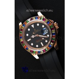 Rolex Yachtmaster 116695 Everose Gold Diamonds Cal.3135 Swiss 1:1 Ultimate 904L Steel Watch