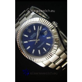 Rolex Datejust Japanese Replica Watch - Blue Dial in 41MM with Oyster Strap
