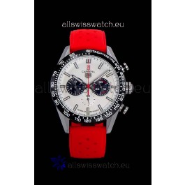 Tag Heuer Carrera Swiss Quartz Movement Replica Watch in White Dial - Red Rubber Strap