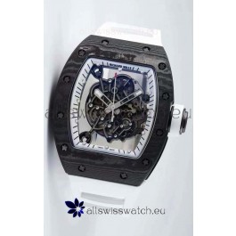 Richard Mille RM055 Forged Carbon Casing 1:1 Mirror Replica Watch in White Strap 