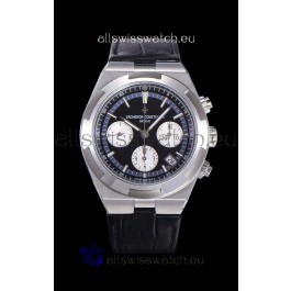 Vacheron Constantin Overseas Chronograph Black Dial Swiss Replica Watch - Leather Strap