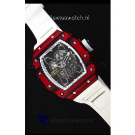 Richard Mille RM35-01 One Piece Red Forged Carbon Case Watch in White Strap
