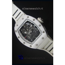 Richard Mille RM055 White Ceramic Case Watch in White Inner Bezel