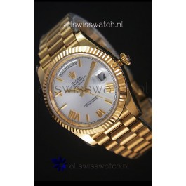 Rolex Day-Date 40MM Replica Watch in Silver dial with Roman Hour Numerals Cal.3255 Swiss Movement