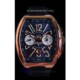Franck Muller Vanguard Chronograph 18K Pink Gold Blue Dial Swiss Watch 