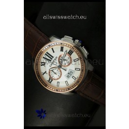 Calibre De Cartier Chronograph Japanese Replica Watch in Two Tone