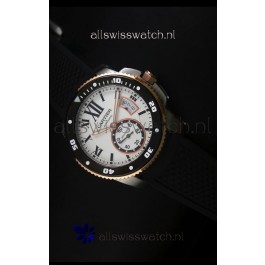 Calibre De Cartier Watch 42MM White Dial Two Tone Case - 1:1 Mirror Replica Watch