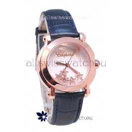 Chopard Happy Sport Star Shaped Diamonds Swiss Rose Gold Watch in White Dial