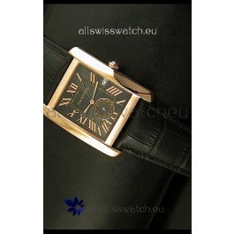 Cartier Tank Anglaise Japanese Replica Watch 34MM - Black Dial Pink Gold 