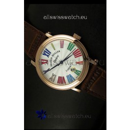 Franck Muller Master of Complications Liberty Japanese Replica Watch in Pink Gold Case
