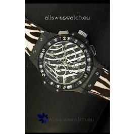 Hublot Big Bang White Zebra Bang Edition in Black PVD Case 34MM Watch