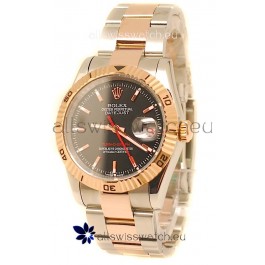 Rolex Datejust Turn O Graph Swiss Rose Gold Watch in Black Dial