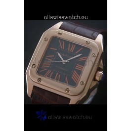 Cartier Santos 100 Swiss Replica Watch in Black Dial