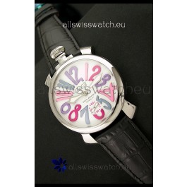 Gaga Milano Italy Japanese Replica Watch in Multi Color Arabic Markers