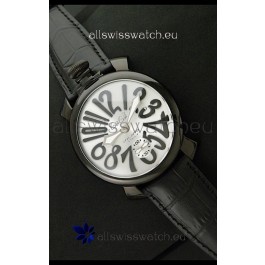 Gaga Milano Italy Japanese Replica PVD Watch in Black Markers