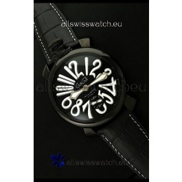 Gaga Milano Italy Japanese Replica PVD Watch in White Markers