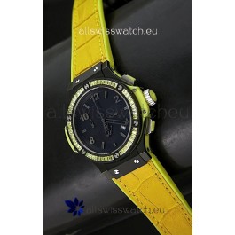 Hublot Big Bang All Black Edition Japanese Quartz Watch in Lemon Colour