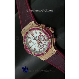 Hublot Big Bang All Black Edition Japanese Quartz Watch in Red Color