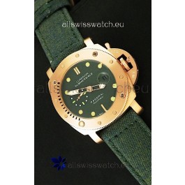 Panerai Luminor Submersible 1000M Japanese Automatic Rose Gold Watch in Green Dial