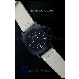 Panerai Luminor Marina Black Seal PVD Swiss Watch Tan Strap