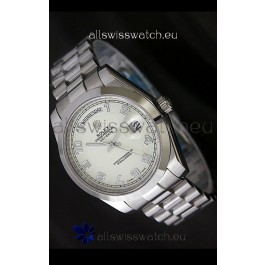Rolex Day Date Japanese Replica Steel Watch in Arabic Markers