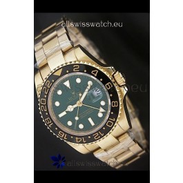 Rolex GMT Master II Swiss Replica Gold Watch in Green Dial