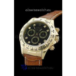 Rolex Daytona Cosmograph Swiss Replica Gold Watch in Diamond Hour Markers