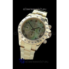 Rolex Daytona Cosmograph Swiss Replica Gold Watch in Color Mother of Pearl