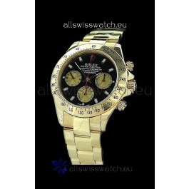 Rolex Daytona Cosmograph Swiss Replica Gold Watch in Black Dial