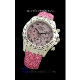 Rolex Daytona Cosmograph Swiss Replica Steel Watch in Pink Pearl Dial