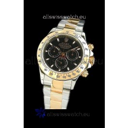 Rolex Oyster Cosmograph Swiss Replica Two Tone Gold Watch in Black Dial