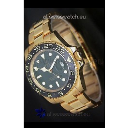 Rolex GMT Master II Swiss Replica Gold Watch in Black Dial