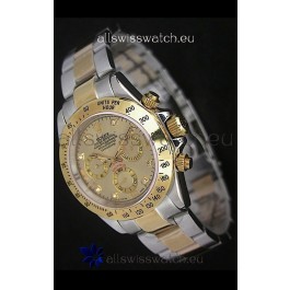 Rolex Daytona Japanese Replica Two Tone Gold Watch in Golden Dial