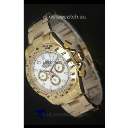 Rolex Daytona Japanese Replica Gold Watch in White Dial