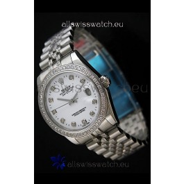 Rolex DateJust Japanese Mens Replica Silver Watch in Diamond Markers