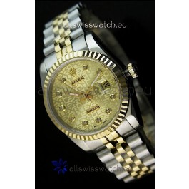 Rolex Replica Datejust Mens Swiss Watch in Gold Dial - 41MM