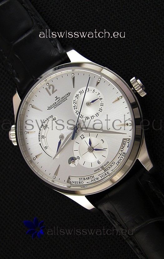 Jaeger LeCoultre Master Geographic Power Reserve Steel Case Steel Dial Swiss Replica Watch 