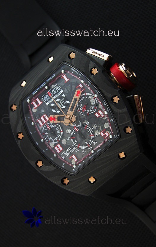Richard Mille RM011 Romain Grosjean Lotus F1 Edition Forged Carbon Case Swiss Watch 