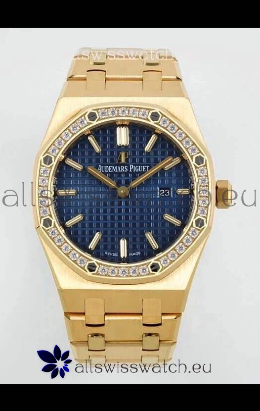 Audemars Piguet Royal Oak 33MM Yellow Gold Blue Dial 1:1 Mirror Replica Watch