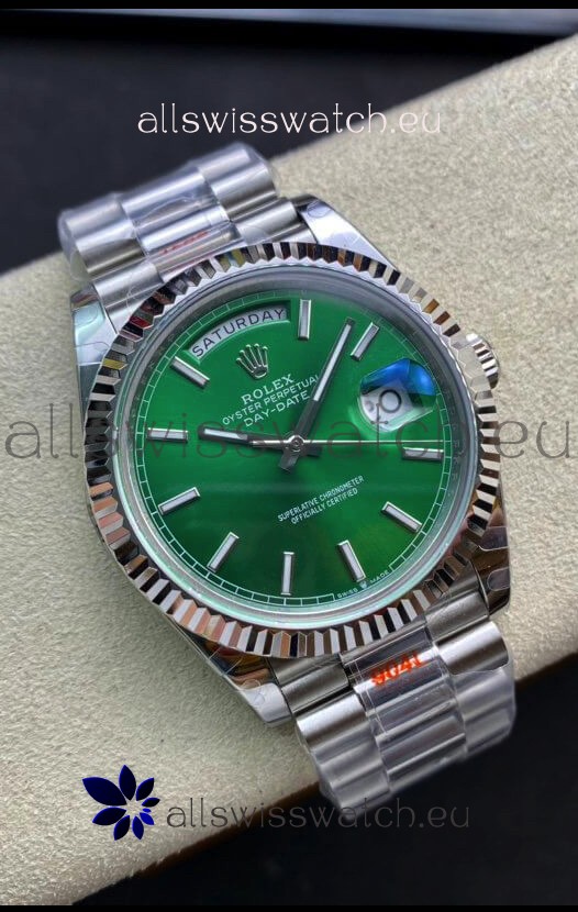 Rolex Day Date 904L Stainless Steel Watch 40MM - Green Dial 1:1 Mirror Quality