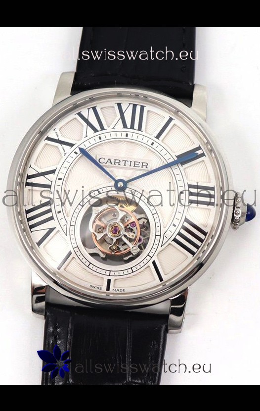Rotonde De Cartier Flying Tourbillon Swiss Replica Watch in Steel Casing