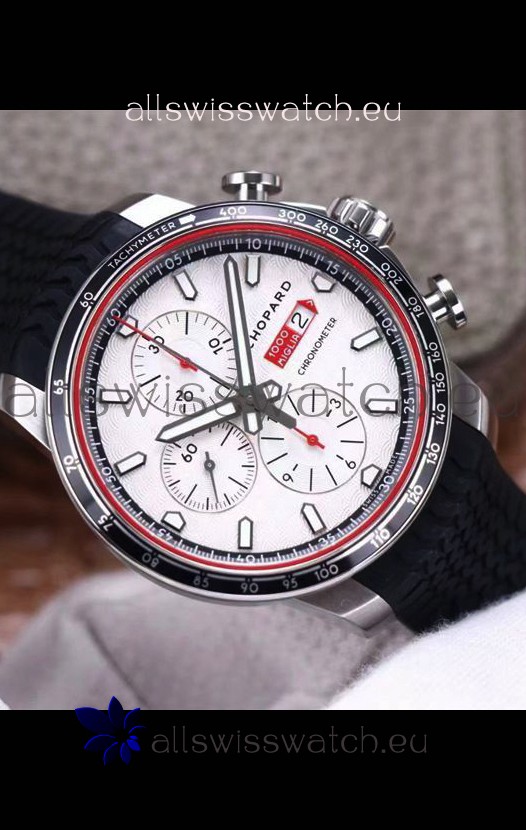 Chopard Classic Racing Chronograph 1:1 Mirror Replica Watch in Steel Casing - White Dial
