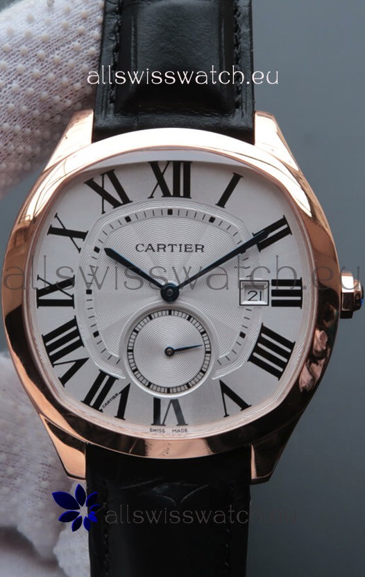 Drive De Cartier 1:1 Mirror Replica Watch in Rose Gold Plating - White Dial 