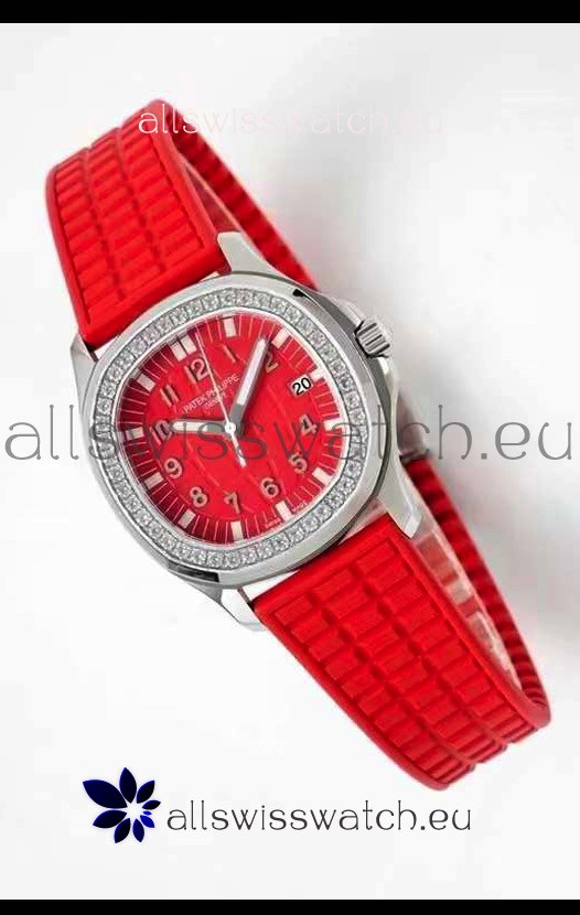 Patek Philippe Aquanaut LUCE 5072A-001 Quartz Swiss Replica Watch in Red Dial - 35MM