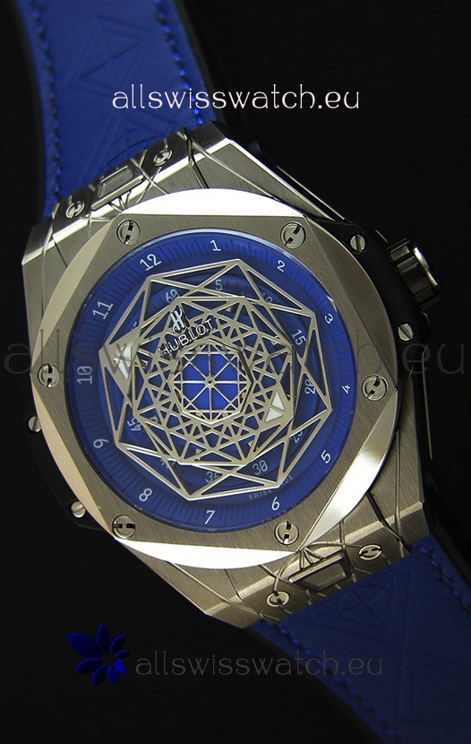 Hublot Big Bang Sang Bleu 45MM Stainless Steel Blue Dial Swiss Replica Watch 